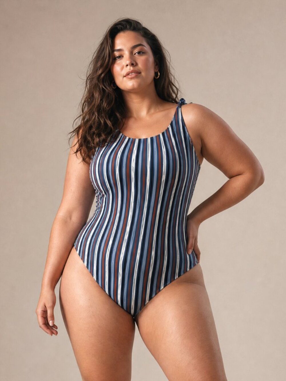 Gillia Navy and White Striped One-Piece Swimsuit
